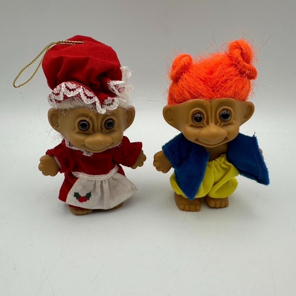 Russ Berrie Troll Doll Kids 3 Inch Multicolor Mrs Claus Christmas Ornament Set